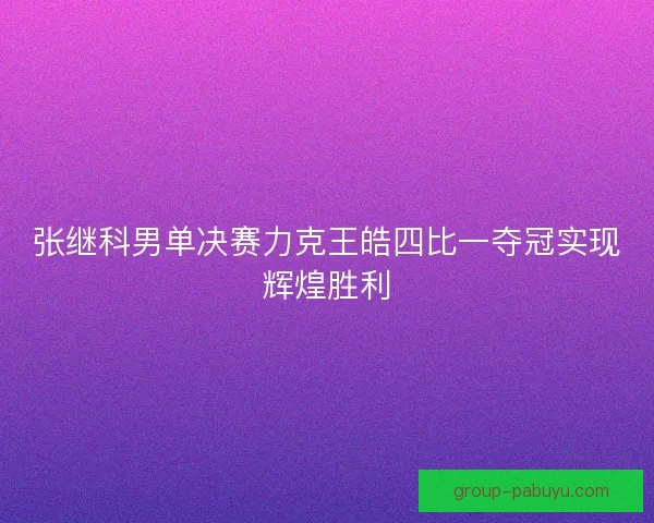 张继科男单决赛力克王皓四比一夺冠实现辉煌胜利