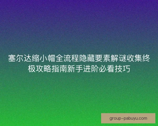 塞尔达缩小帽全流程隐藏要素解谜收集终极攻略指南新手进阶必看技巧 塞尔达缩小帽全流程隐藏要素解谜收集终极攻略指南新手进阶必看技巧